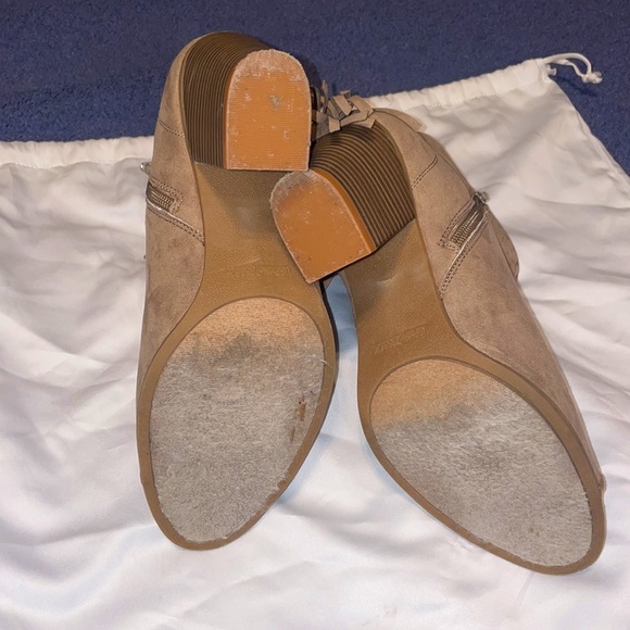 SO Suede Fringe Peep Toe Booties - Picture 5 of 5